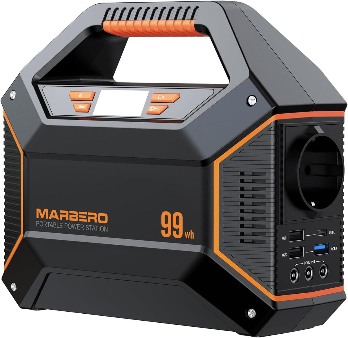 MARBERO 99Wh draagbaar powerstation, lithiumbatterij, noodstroom, 150 W, Max zonne-generator met LED-lamp voor outdoor, camping, camper, huis, noodgevallen