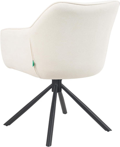 DUBI Möbel Dining Room Chairs Set of 2, 360° Swivel with Pocket Spring, High Seat Comfort, Load Capacity up to 150 kg, Fabric Cream, Robust Metal Cross Frame, Modern Design, Mika-Maya - QUORE