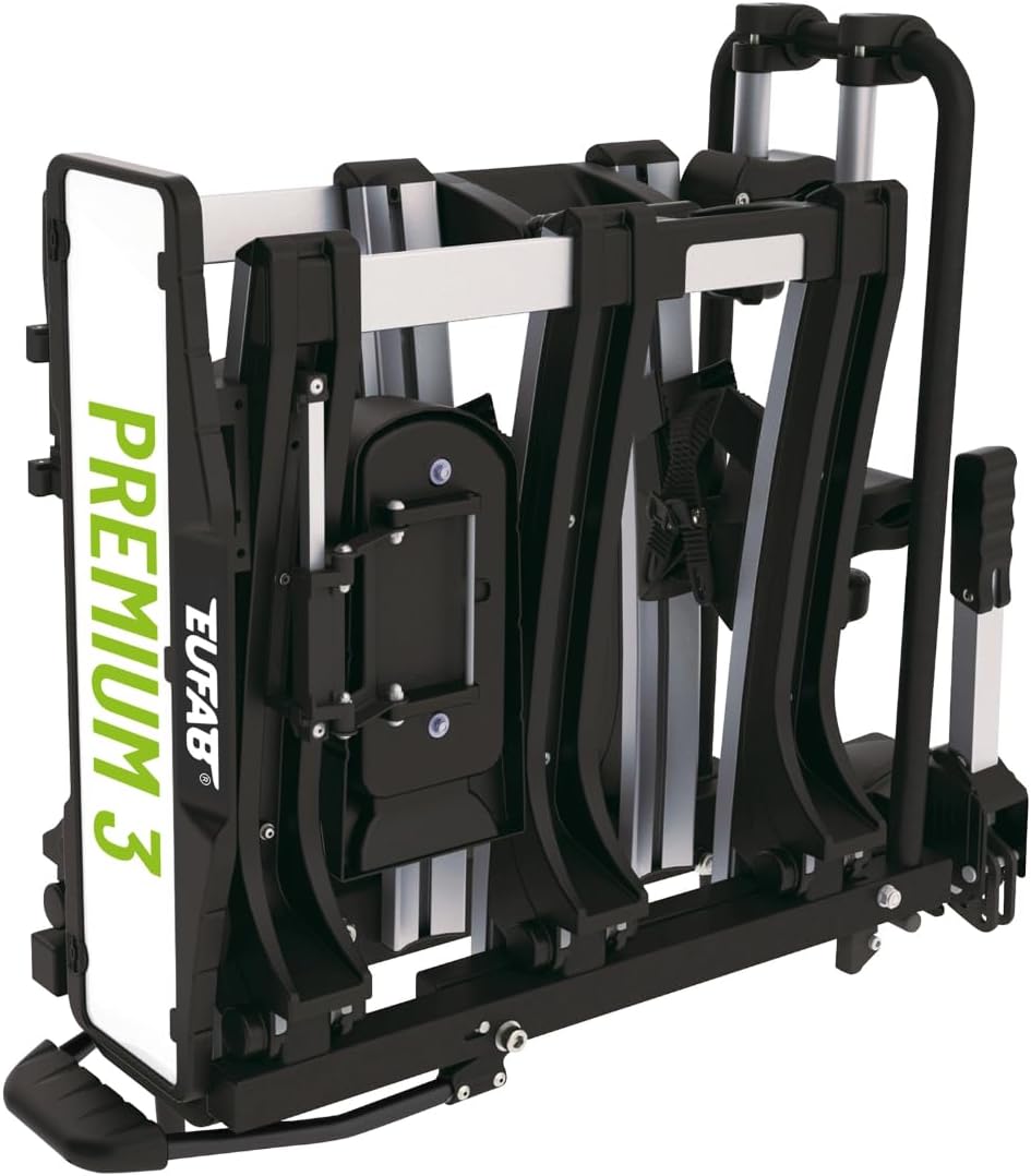 EUFAB 11522 PREMIUM 3 Bicycle Rack for Towbar, Foldable, for 3 Bikes - QUORE