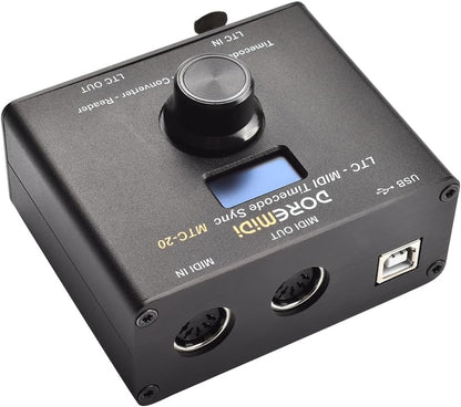 LTC-MIDI Tijdcodesynchronisatie – MIDI LTC Syncbox – Tijdcodeconverter – Tijdcodegenerator – Tijdcodelezer – USB MIDI Interface – OLED Display