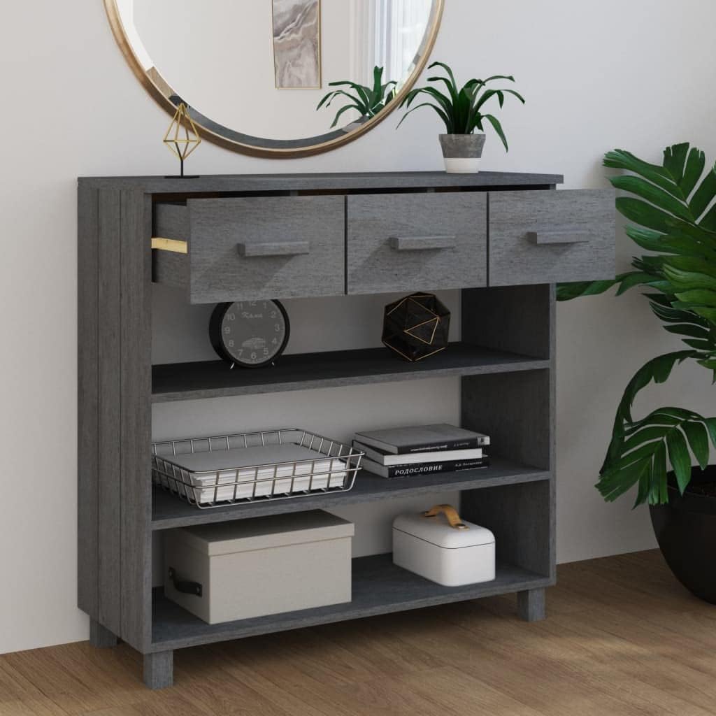 vidaXL Wall table HAMAR 90x35x90 cm solid pine wood dark grey, table, bench table, hallway table, hallway table, side table, accent table