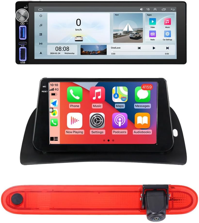 HD GPS Navigatie Autoradio – Multimedia Systeem – Inbouw Radio – Touchscreen Navigatiesysteem – Draadloze CarPlay & Android Auto – Achteruitrijcamera – Stuurbediening – Split-screen Functionaliteit