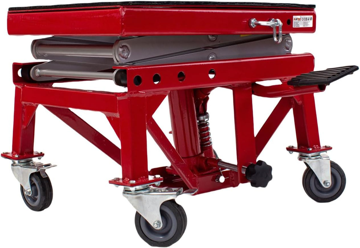 KATSU Motorfiets Hydraulische Schaarlift Motorbike Lift Stand met Wielen 300lbs Max Hefvermogen 161243