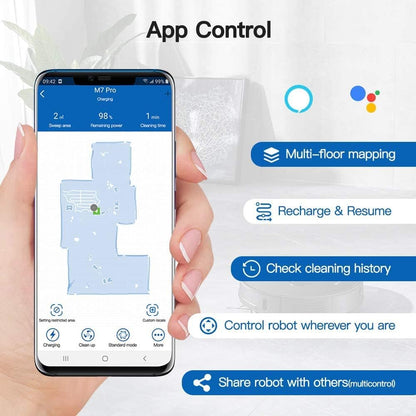 Robotstofzuiger – Robotstofzuiger met dweilfunctie – Automatische stofzuiger – Slimme reiniger – Wi-Fi robot – Slimme lasernavigatie – 2-in-1 stofzuigen en dweilen – App- en spraakbediening