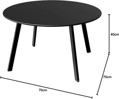 Grand Patio Ronde salontafel, verschillende kleuren, balkontafel, weerbestendig, bijzettafel voor buiten, binnen, woonkamer, kantoor, tuin, balkon (zwart)