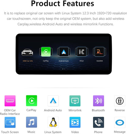 Ultra schmal 12,3 Zoll Android Auto Radio für Mercedes Benz C GLA Klasse W204 S204 Carplay Mulitmedia Player HD1920 * 720 2011-2014 BT Stereo Call Music (Linux 4.5/4.7 System)