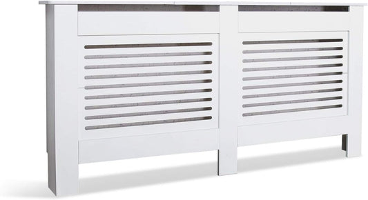 Mondeer Radiator Cover, Kabinet MDF Horizontale Moderne Witte Decoratieve voor Woonkamer Slaapkamer XL (172cm)