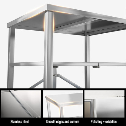 AMSXNOO Serveerwagen roestvrij staal, 3 planken opvouwbare transportwagen opslag rek rek keukentrolley trolley met wielen, multifunctionele trolley voor restaurant hotel school huishoudelijke wagen
