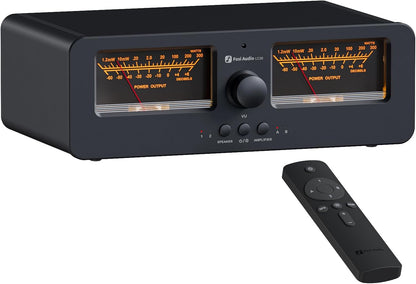 Fosi Audio LC30 Zwart Dubbele VU Meter Audio Visualizer, 2 Ingangen 2 Uitgangen Vintage Schakelaar voor High Power Stereoversterkers, Home Theatre Component, Met Afstandsbediening