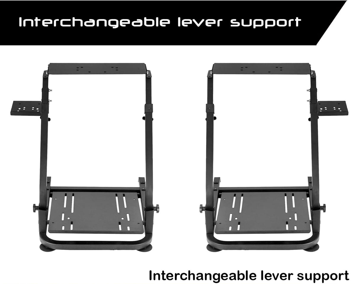 Universele Stuurstand – Stuurwielhouder – Pedalenstandaard – Schakelpookhouder – Simracing Frame – Verstelbare Hoogte 56-76 cm – Robuust Carbonstaal Mat Zwart
