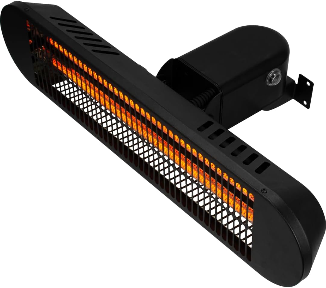 EVOLAR EVO-WMS2000 Warmtestraler voor muur, terras, balkon, tuin, 2 standen, 1000/2000 W, zwart, afstandsbediening