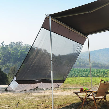 Awning Sun & Regen Blocker Front Wall & Side Walls voor Camper Van, Motorhome en Caravan Minivan-Bus Awning Wall Made Tweelaags Ontwerp (440 x 200cm)