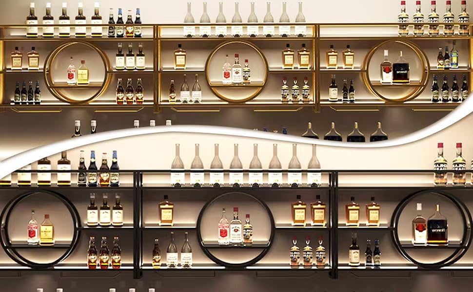 Modern Metal Wall Mounted Wine Rack, Bar Unit Floating Shelves, Wall Mounted Wine Racks, Glass Rack Iron Display Stand Wine Holder with Shelves (100x15x80cm/39x6x31in) - QUORE
