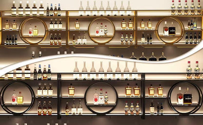 Modern Metal Wall Mounted Wine Rack, Bar Unit Floating Shelves, Wall Mounted Wine Racks, Glass Rack Iron Display Stand Wine Holder with Shelves (100x15x80cm/39x6x31in) - QUORE