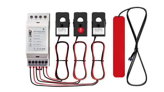 WEM3050T 3-fase/gesplitste fase/1-fase WiFi-energiemeter, 150A Split-Core CT's, realtime vermogensbewaking, zonne-PV en netenergie tracking, Home Assistant & MQTT-ondersteuning, Cloud&lokale