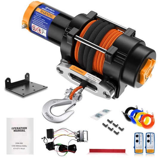 Anbull Elektrische lier 12 V, 2045 kg, motorlier, synthetisch touw, waterdicht conform IP67, nylon touw, met montagebeugel en afstandsbediening, 2 stuks, compatibel met ATV UTV