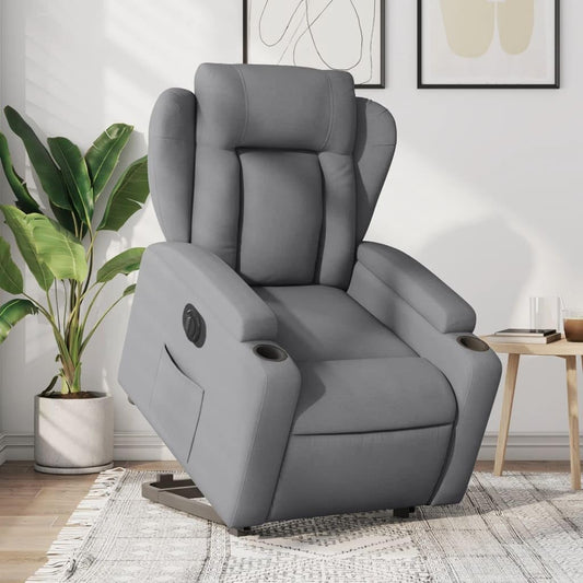 Relaxfauteuil – Relaxstoel – Ligstoel – Tv-Stoel – Elektrische Stoel – Elektrische Opstahulp – Verstelbare Rugleuning – Lichtgrijs Stof