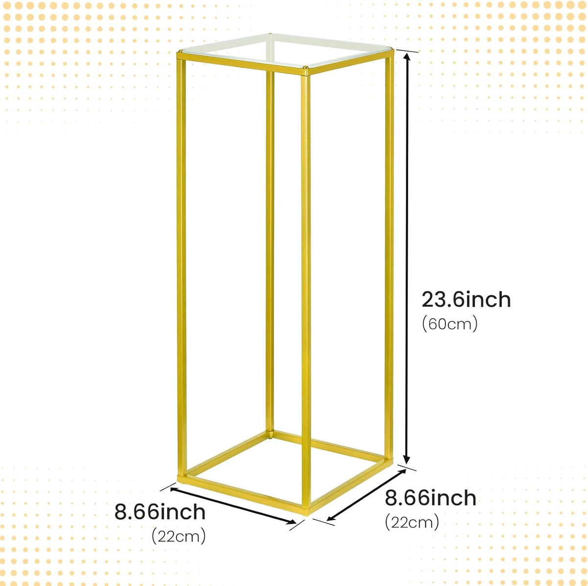 Gouden Bloemenstandaard – Bloemhouder, Vaasstandaard, Tafelstuk, Bruiloft Decoratie – Set Van 10, 60 Cm, Rechthoekig – Stabiele Metalen Constructie – Inclusief Heldere Acryl Borden