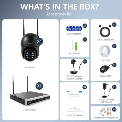 Bewakingscamera Systeem – Draadloze Beveiligingscamera – CCTV Camera Buiten – Wifi Camera Set – Outdoor Videobewaking – 16-Kanaals NVR – 4K 8MP Resolutie – 1TB Lokale Opslag