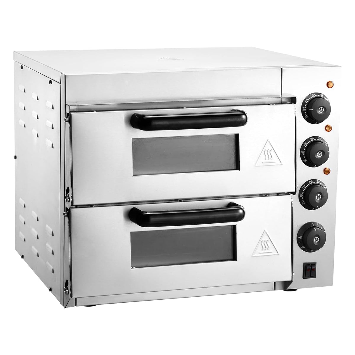 VEVOR Elektrische pizzaoven, 35 cm, elektrische oven, 2 pizzaplanken van roestvrij staal met pizzasteen, multifunctionele pizzaoven voor binnen, restaurant, koken, thuis, keuken