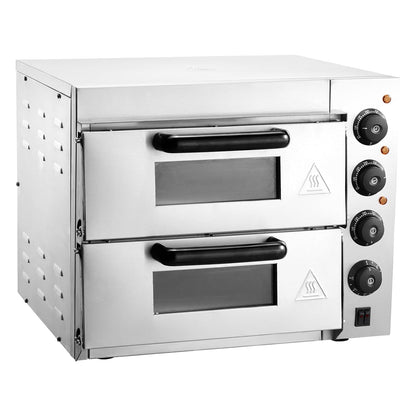 VEVOR Elektrische pizzaoven, 35 cm, elektrische oven, 2 pizzaplanken van roestvrij staal met pizzasteen, multifunctionele pizzaoven voor binnen, restaurant, koken, thuis, keuken