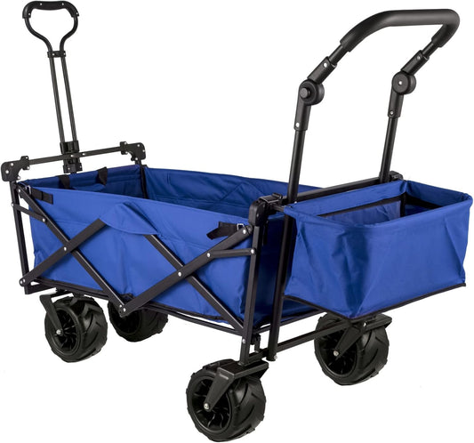Deeper Festival Trolley - Draagvermogen 100 kg - Verstelbare stuurstang - Afneembare luifel - Oxford-doek - Outdoor Camping Strandkar - Blauw - QUORE