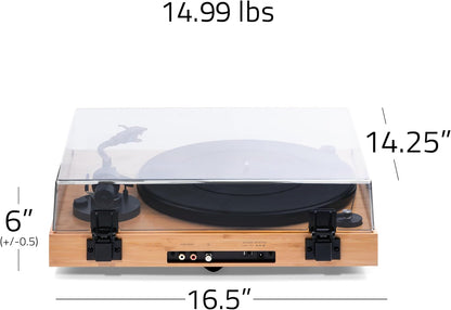 Fluance RT82 Reference High Fidelity Vinyl draaitafel record speler met Ortofon OM10 cartridge, Speed Control motor, High Mass MDF Wood Plint, trillingsisolatievoet - bamboe