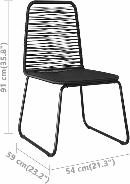 Tidyard Eetkamerset voor de tuin, 3-delig, tafel en stoelen, terras, balkon, buiten, PVC, rotan, zwart - QUORE