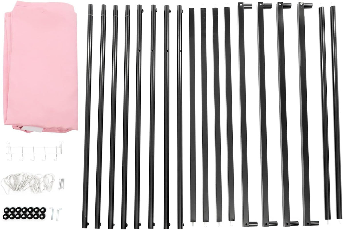 OUKANING Portable Dressing Cabin 100 x 100 x 200 cm, Load Capacity 30-35 kg, Movable Dressing Room, Freestanding, Removable and Opaque, for 3-4 People (Pink) - QUORE