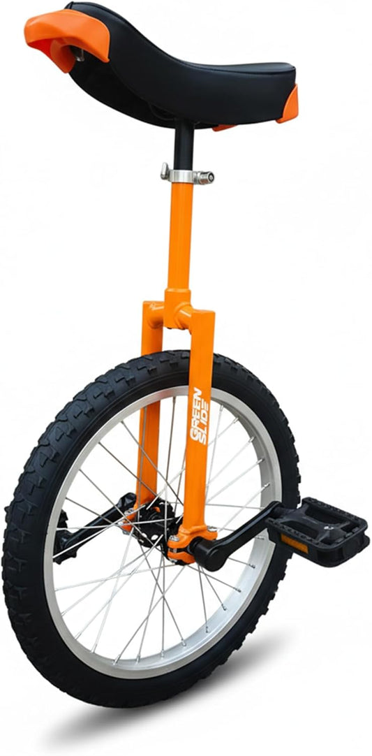 Green Slide Monocycle 20 inch serie Edge Orange, Freestyle (vierkante vork Tricks), aluminium velg, zadelgreep