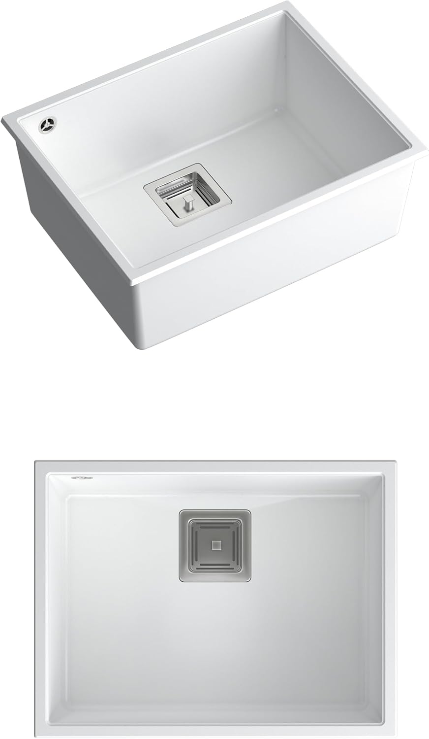 Quadron Wastafel granieten spoelbak spoelbak keuken | Grootte 55 x 42 x 22,5 cm Kleur: zwart & goud | DAVID 50 enkele gootsteen | granieten spoelbak | met handmatige sifon