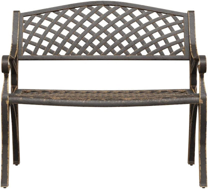 Loungebank – Zitbank Outdoor – Tuinbank – Lounge Meubel – Zonnebed – Gietaluminium – Weerbestendig – Compact 102 cm – Bronzen Design