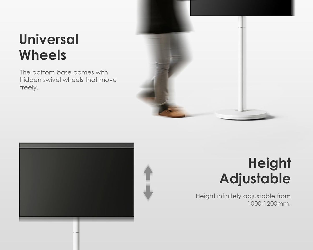Mobiele Tv-Standaard – Tv-Standaard Op Wielen – Tv-Trolley – Tv-Statief – Televisiestandaard – Voor 24-48 Inch Tv’s – In Hoogte Verstelbaar 1000-1200 Mm