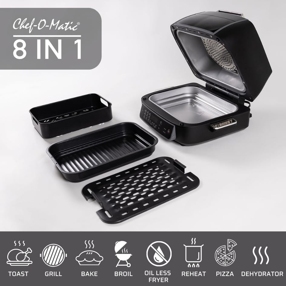 STARLYF 8-in-1 Airfryer Oven met Grill en Bakplaat – Digitale Heteluchtfriteuse met Luchtcirculatie Technologie – Multifunctioneel, Instelbare Temperatuur, Automatische Uitschakeling – Officiële Garan