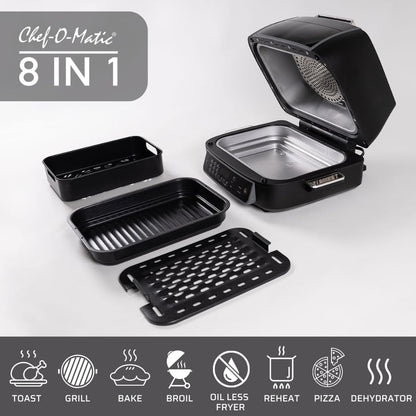 STARLYF 8-in-1 Airfryer Oven met Grill en Bakplaat – Digitale Heteluchtfriteuse met Luchtcirculatie Technologie – Multifunctioneel, Instelbare Temperatuur, Automatische Uitschakeling – Officiële Garan
