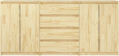 Tidyard 3pcs side cabinets sideboard cabinet side cabinet multi-function cabinet standing cabinet solid pine - QUORE