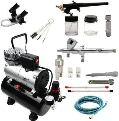 ABEST Airbrush Compressorkit: luchtslang, airbrush-houder, minifilter, double action-mechanisme voor nail art, tijdelijke tatoeages, hobby-1 schildergereedschap