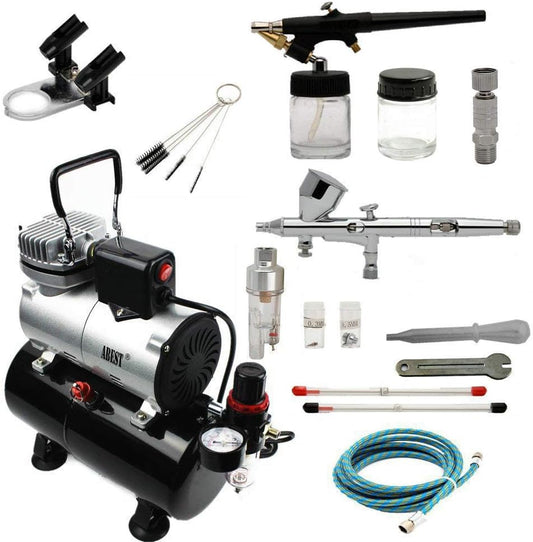 ABEST Airbrush Compressorkit: luchtslang, airbrush-houder, minifilter, double action-mechanisme voor nail art, tijdelijke tatoeages, hobby-1 schildergereedschap