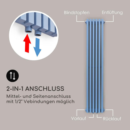 Warmwaterradiator – Handdoekradiator – Handdoekdroger – Badkamerradiator – Verticale Wandradiator – 365 W – Elektronische Thermostaat