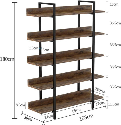 Tribesigns Bookshelf Bookcase Storage Rack Standing Shelf Industrial Stable Bookcase with Iron Tube Frame for Home, Living Room, Bedroom, Office
