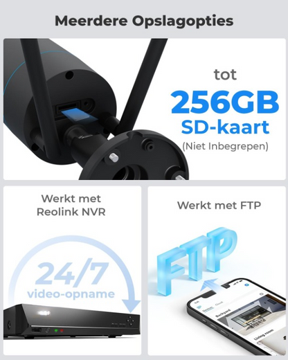 Beveiligingscamera - WiFi-beveiligingscamera - Camerabewaking - Draadloos - voor Buiten - 2.4-5GHz WiFi - CCTV - IP-camera - met Persoon - Voertuigdetectie - IP66 - Nachtvisie - met Bewegingsdetectie - Micro-SD Kaartsleuf - Timelapse - Zwart