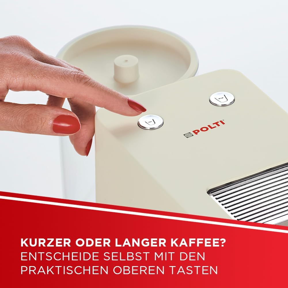 Polti Coffea S15C Espressomachine, compatibel met E.S.E-pads, 44 mm, tank 0,85 l, pompdruk 19 bar, crèmekleurig