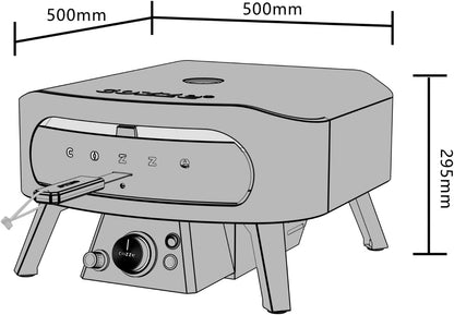 Cozze® 13" Rotate Gas Pizzaoven Black Edition - Roterende cordieriet pizzasteen Ø34,5 cm, 6 kW, deur inbegrepen, 30 mbar