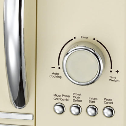Retro Magnetron – Magnetron Oven – Design Magnetron – Grill Magnetron – Keuken Magnetron – Crèmekleur – 1000 Watt Vermogen – 23 Liter Inhoud