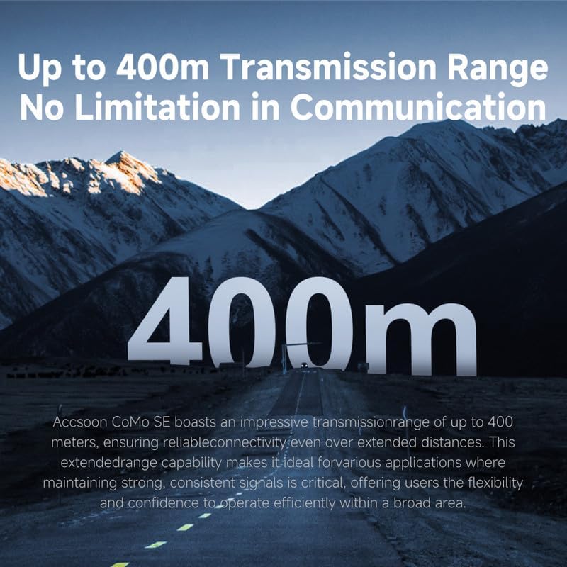 Accsoon Como SE Wireless Intercom Headset System, 2,4 GHz Full duplex communicatie, 1312 ft/400 m bereik, externe antenne, ENC, 30+ uur batterijduur, slechts 1 pc-host-headset