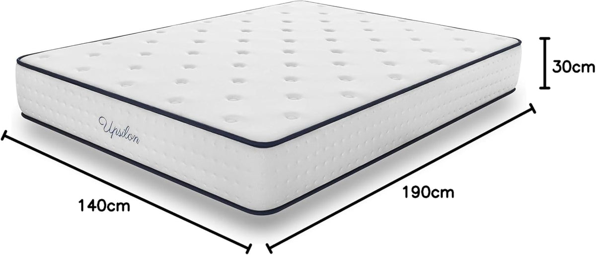 COSMOS Traagschuim Matras, 30cm Hoog, H5 Ultra Stevig Matras, (140 x 190 cm), Gerichte Rugondersteuning, Huidzacht, Upsilon