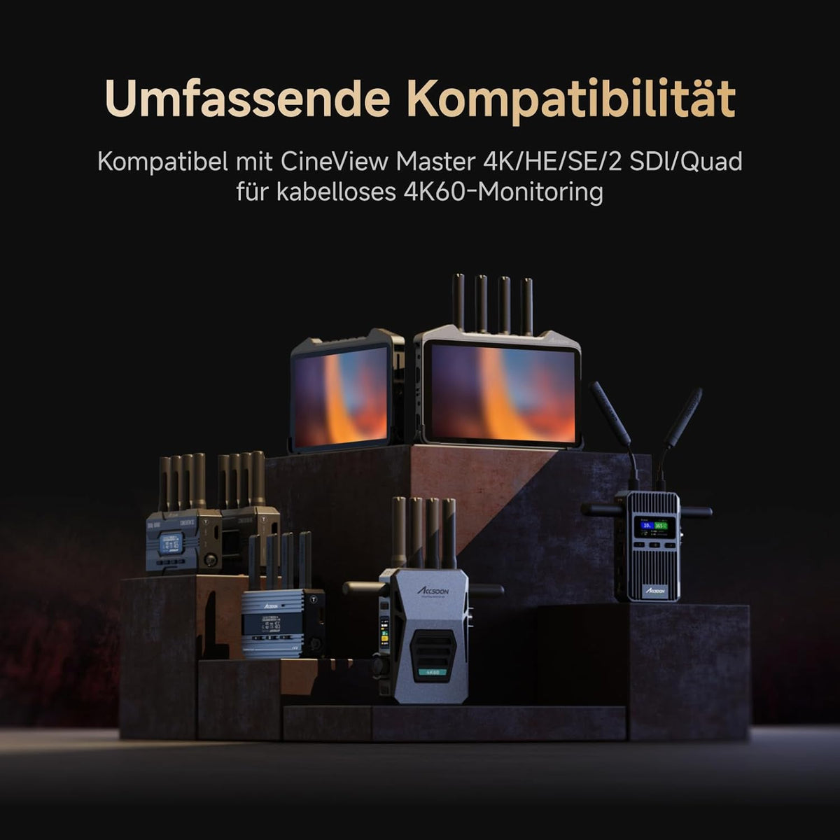 Accsoon CineView M7 Pro 7" 4K60 Camera Field Monitor & Dual-Band Transmitter & Receiver met SDI/HDMI, LUT-ondersteuning, Live Streaming, Touchscreen, 3-in-1 Draadloos Videosysteem voor Filmmaken