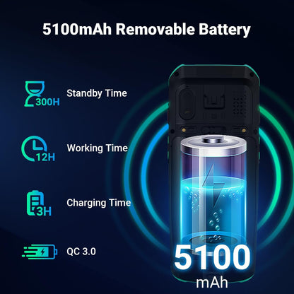 Tera Android 11 barcodescanner met 26 toetsen, HS7-scanmotor, IP67, robuust, 4 + 64 GB, 5100 mAh accu, QC 3.0, snel opladen, 4 inch touchscreen, mobiele terminal voor voorraadscanner, model P400