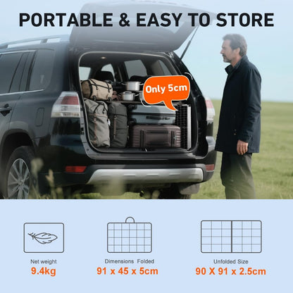 DOKIO Zonnepaneel Draagbaar Opvouwbaar 160W 18V met solar-oplader (2 USB-poorten) voor 12V Batterij, inclusief transporttas, voor camping, camper of boot op zonne-energie