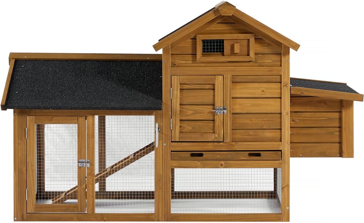 Chicken coop wood with nesting box "Poulette" - Brown - maroon
